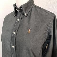 ラルフローレン 美品 ボタンダウン長袖シャツ 刺繍ロゴ ポニーロゴ グレー 綿 S メンズの画像