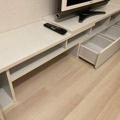 テレビ台 テレビボード 収納 戸棚 伸縮 白 分解可能の画像