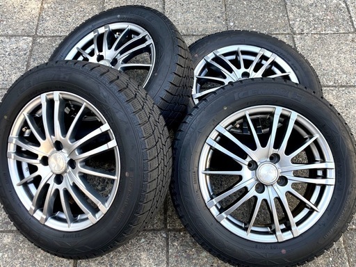 ◆15インチ 4本セット スタッドレスタイヤ 175/65R15 アイスナビ6 社外アルミホイール 4穴 フィット シャトル フリード アクア ヤリス 等に