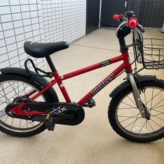 自転車　幼児用　18インチ　あさひサイクル　デューリー　赤　黒の画像