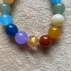 四神金彫り水晶と七色の天然石ブレスレットの画像