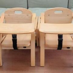 テーブル付きチェア2脚セット　子供用いす　離乳食　お食事用いす