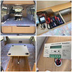 【車検あり】H20/ハイエース/キャンピング/4WD/ベット/ソーラー電源/1500w/テレビ/FFヒーター/冷蔵庫/電子レンジ/走行充電の画像