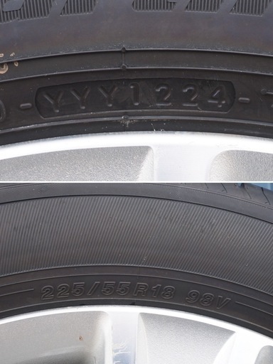 2024年製タイヤ・走行約500km ★デリカD5純正アルミホイール＋深溝タイヤ★225/55R18ヨコハマ・ブルーアース ES32 