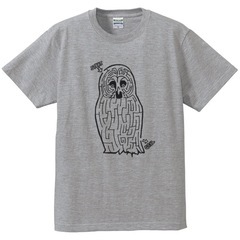 『カラフトフクロウの迷路』Tシャツ／グレー／160サイズ