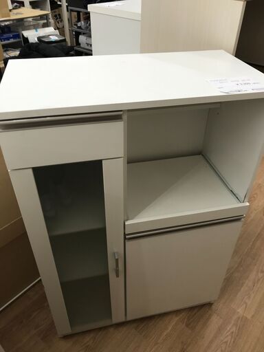 ★ジモティ割あり★  レンジ台 ホワイト H111×W75×D40 クリーニング済み KJ6742