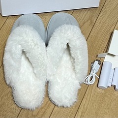 スリッパ　電気スリッパ　コードレス  Lサイズ グレー色 あたたかいスリッパ 値下げの画像