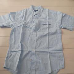 【古着】水色の襟付き半袖シャツ