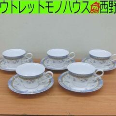 NARUMI/ナルミ カップ＆ソーサー ５客セット 花柄 水色 ...