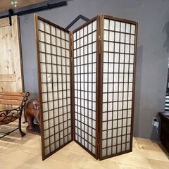 ◉お取引中◉［昭和レトロ］木製パーテーション 3面 和紙 障子 DIY