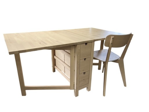 NO.1922 《美品》 IKEA ノールデン ダイニングテーブル 椅子セット 家具 机 中古