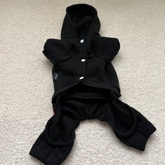 ペット服　古着　つなぎ　ブラック　Lの画像