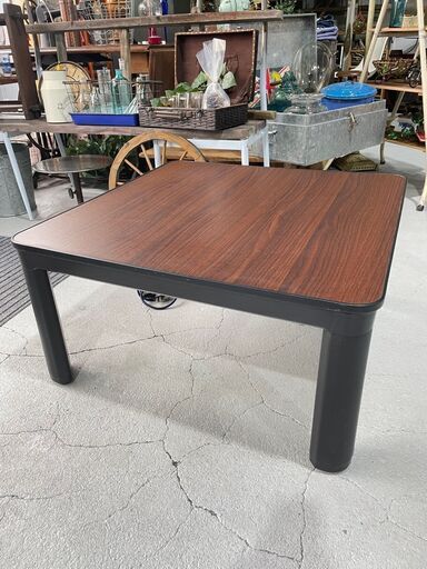 ②★YUASA★こたつテーブル カジュアルこたつ YKC-7529 ブラウン×ブラック 75×75cm フラットヒーター オールシーズン