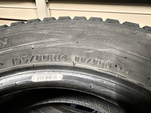 155/80R14 LT ダンロップ ウィンターマックス スタッドレスタイヤ 2022年製 9部山