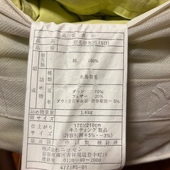 セミダブル羽毛掛け布団の画像