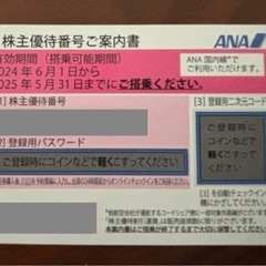 ANA★株主優待券★登録番号通知