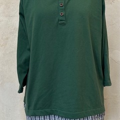 取り引き終了しましたm(_ _)m  　襟元チェック柄入り　Tシャツ
