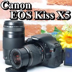 【全国送料無料】Canon EOS Kiss X5 ✨ダブルズームキット ダブルレンズ✨ 届いたらすぐに使えます✨ 自撮りもラクラク✨レンズキット キヤノン キャノン