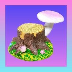 🍄新品🍄切株置物、キノコ置物、ミニチュアキノコ、ミニチュア切株、...