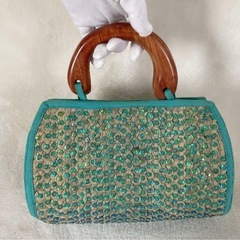 ハンドメイド素材　南国風ビーズバッグの画像