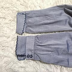 Leilian レリアン 美品 長袖ブラウス シャツ ビジュー 紺色 綿 11 L レディースの画像