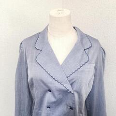 Leilian レリアン 美品 長袖ブラウス シャツ ビジュー 紺色 綿 11 L レディースの画像