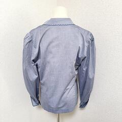 Leilian レリアン 美品 長袖ブラウス シャツ ビジュー 紺色 綿 11 L レディースの画像