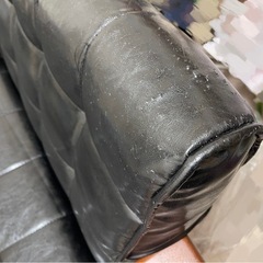 【お譲り先決定】ソファー　黒　合皮　中古の画像