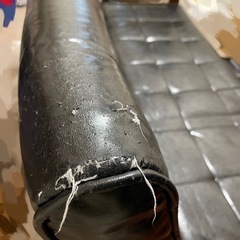 【お譲り先決定】ソファー　黒　合皮　中古の画像