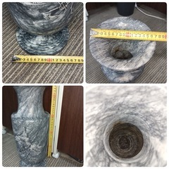 [八4965] 〈中古品〉大理石？　花瓶　花受け　置物　重量9.44kgの画像