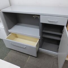 幅119㎝  ミドルレンジボード グレー 鏡面仕上げ 高さ88×奥行41㎝ キッチンカウンター レンジ台 食器棚 札幌 北20条店の画像