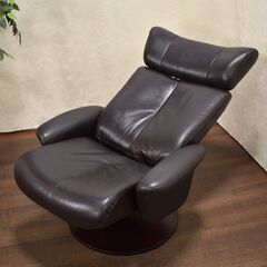 ≪zyt1690ジ≫ ニトリ パーソナルチェア ルビー ダークブラウン 本革＋合皮 現状品 ① RUBY DBR リクライニングチェア/中古家具/宮城県仙台市 61024-02の画像