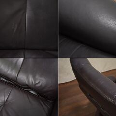 ≪zyt1690ジ≫ ニトリ パーソナルチェア ルビー ダークブラウン 本革＋合皮 現状品 ① RUBY DBR リクライニングチェア/中古家具/宮城県仙台市 61024-02の画像