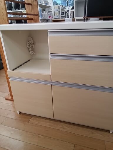 ★ジモティ割あり★ パモウナ レンジ台 ホワイト H85×D44×W90 クリーニング済み TK3458