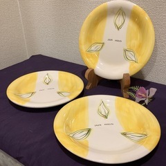 (お話し中)中皿　ケーキ皿　水芭蕉　3枚