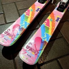 KAZAMA 146cm ジュニアスキー SPAX J ROCKER ルックビンディング付き板 ポールセット カザマ 札幌市 新道東店の画像