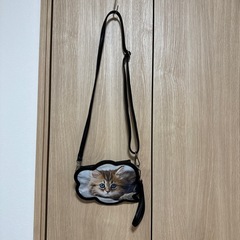 猫顔プリント ショルダーバッグ