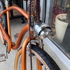 schwinn ビーチクルーザー 革サドル スプリンガーフォーク 自転車 アメリカン レトロの画像
