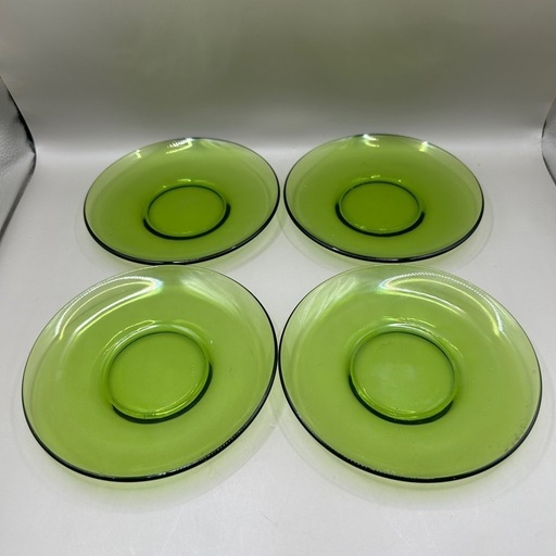 k1102614 デュラレックス カップ&ソーサー 4客セット グリーン ビンテージ デミタスカップ ソーサー スペイン製 中古 現状品