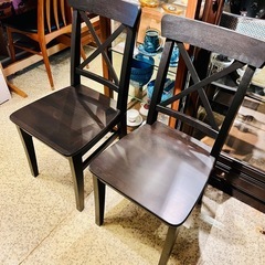 【池上店】IKEA イケア　ダイニングチェア　ダイニング　チェア　椅子　イス　INGOLF インゴルフ　無垢材　無垢　木製　クラシック　黒　ブラック　dining chair black blk   [在庫2点 各売り] の画像