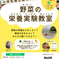 11/24(日) 小学生博士集まれ！野菜の栄養実験教室