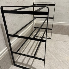 山崎実業(Yamazaki) 伸縮 シューズラック 3段 ブラック 約W41~70×D25×H46cm フレーム Frame 玄関 靴 収納 の画像