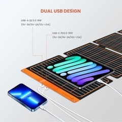 ソーラーパネル 40W ソーラー充電器 2 USB 高速充電 防水 防災くの画像