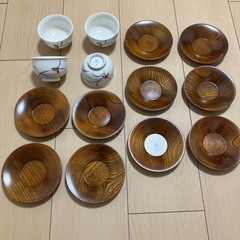 【京都駅周辺お引き取り限定】作山窯　湯呑み＆茶托セット　茶器　和食器