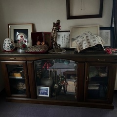 キャビネット　ガラス　レトロ　ショーケース　食器棚の画像