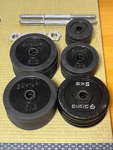ダンベル 片手30KG×2セット 合計60KG 両手用　おまけ:グロング5kgプレート×4枚