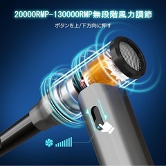 【新品未使用】強力ブロアー 130000RPM USB充電式 電動エアダスターの画像
