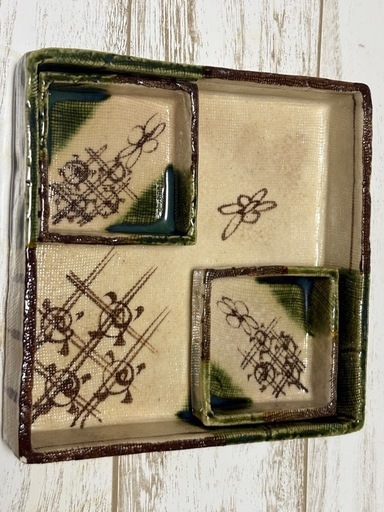 織部焼角皿　大小10セット