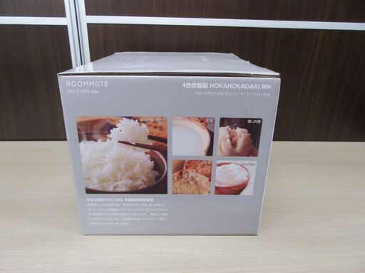 新品 未使用品 ROOMMATE 4合炊飯器 HOKAHOKA炊き RM-218TE-WH 多機能 4合炊き ホワイト 多彩な調理に対応可能 コンパクト 炊飯ジャー 調理器具 キッチン用品 小型家電 苫小牧西店