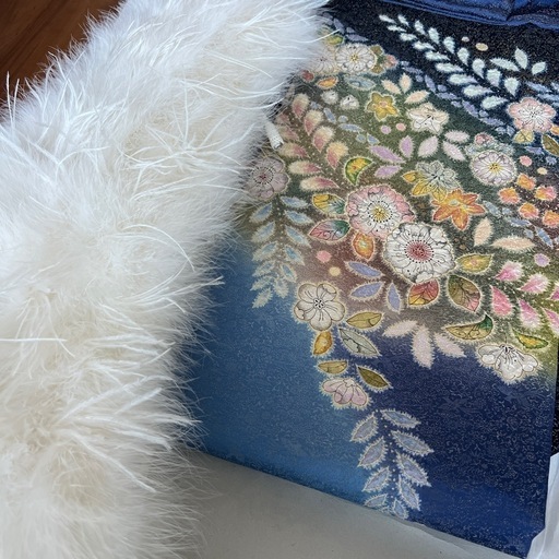 ⭕️11月21日朝お渡しのみ　振袖　一蔵　辻が花　帯　襦袢　ショール　セット